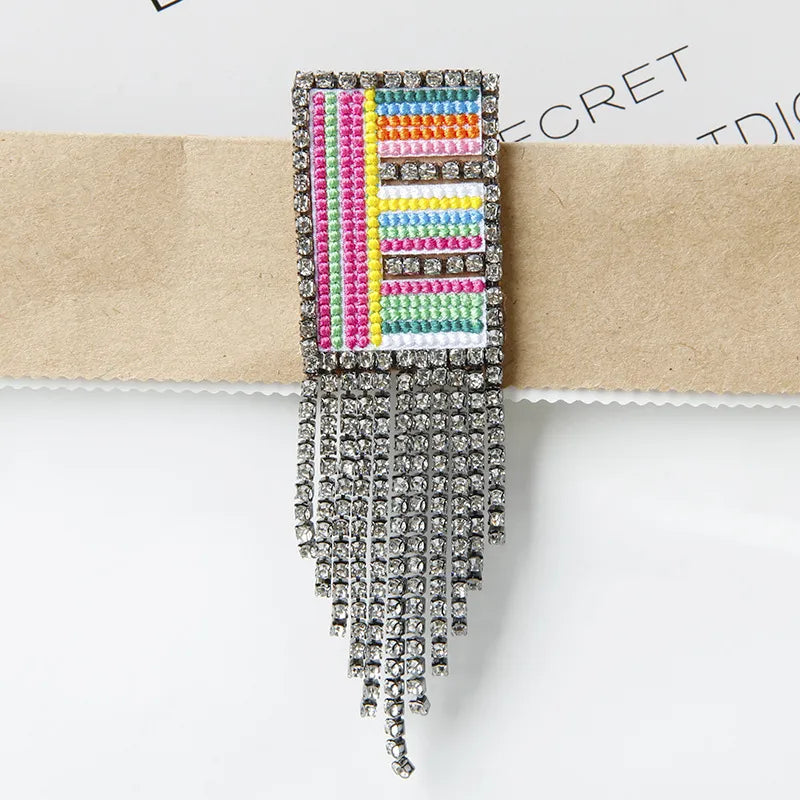 Novelty Fashion Letter Metal Embroidery Plating Rhinestones Unisex Rhinestone Brooches