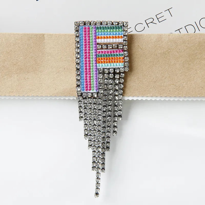 Novelty Fashion Letter Metal Embroidery Plating Rhinestones Unisex Rhinestone Brooches