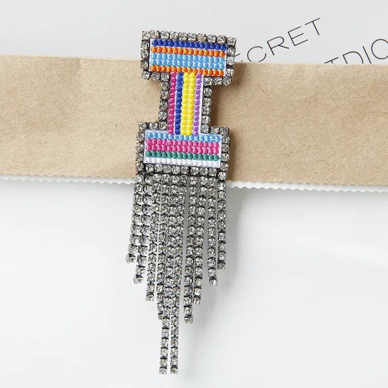 Novelty Fashion Letter Metal Embroidery Plating Rhinestones Unisex Rhinestone Brooches