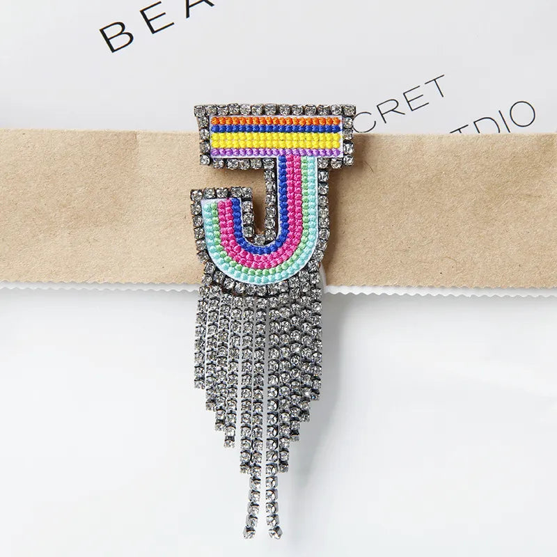 Novelty Fashion Letter Metal Embroidery Plating Rhinestones Unisex Rhinestone Brooches