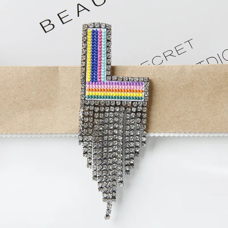 Novelty Fashion Letter Metal Embroidery Plating Rhinestones Unisex Rhinestone Brooches