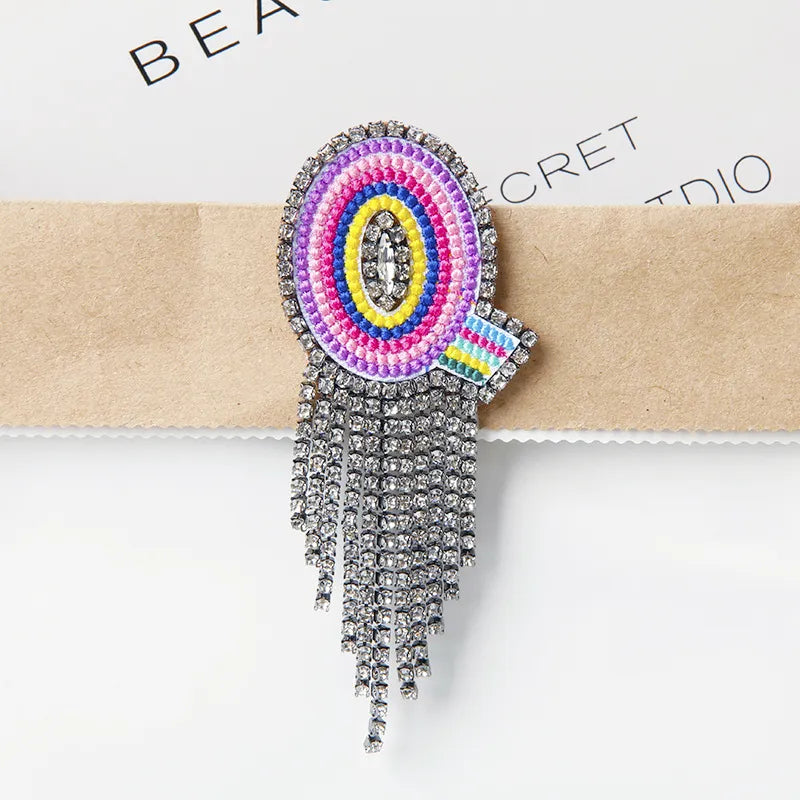 Novelty Fashion Letter Metal Embroidery Plating Rhinestones Unisex Rhinestone Brooches
