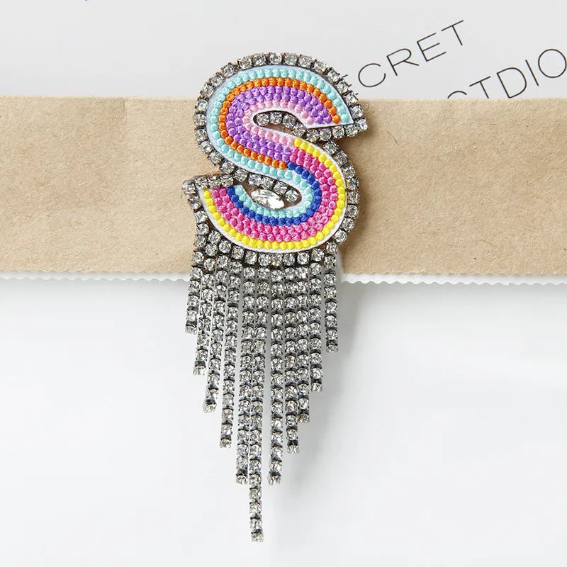 Novelty Fashion Letter Metal Embroidery Plating Rhinestones Unisex Rhinestone Brooches