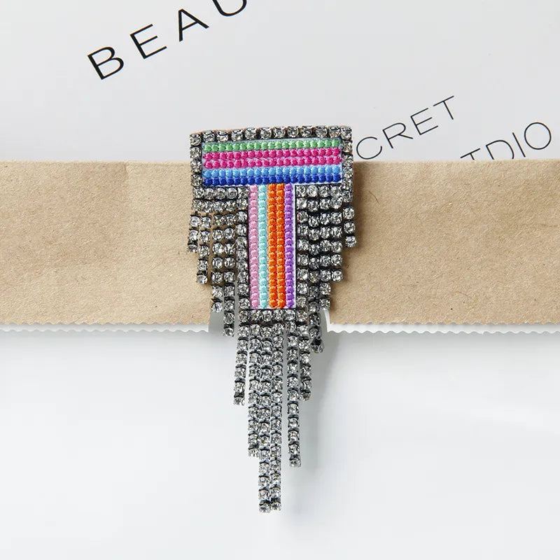 Novelty Fashion Letter Metal Embroidery Plating Rhinestones Unisex Rhinestone Brooches