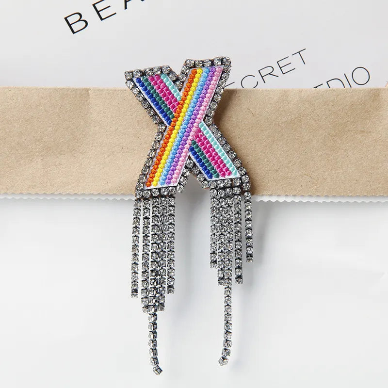 Novelty Fashion Letter Metal Embroidery Plating Rhinestones Unisex Rhinestone Brooches