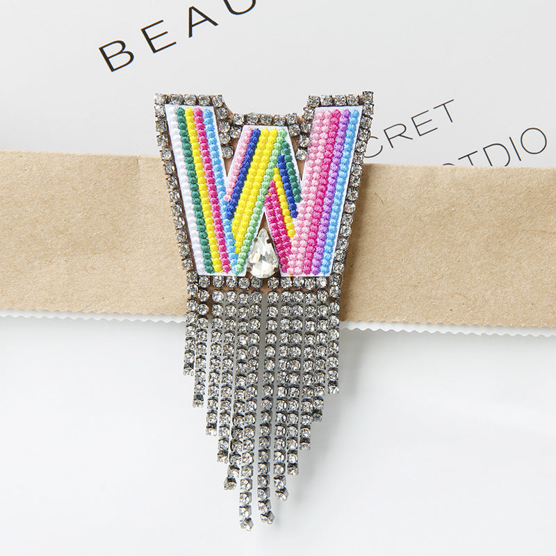 Novelty Fashion Letter Metal Embroidery Plating Rhinestones Unisex Rhinestone Brooches