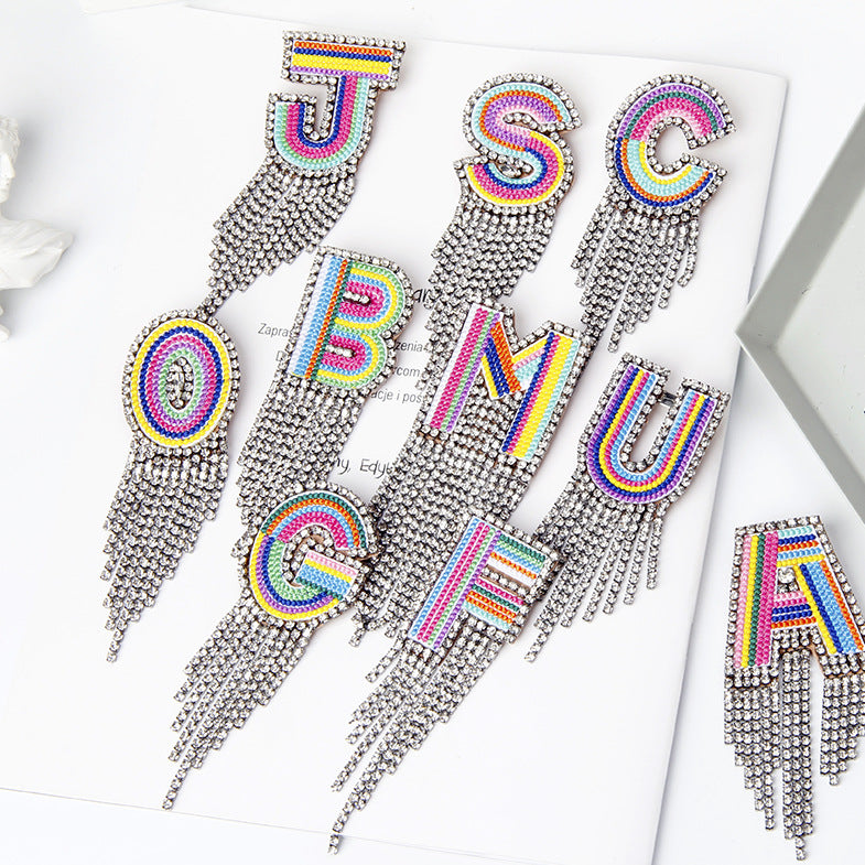 Novelty Fashion Letter Metal Embroidery Plating Rhinestones Unisex Rhinestone Brooches