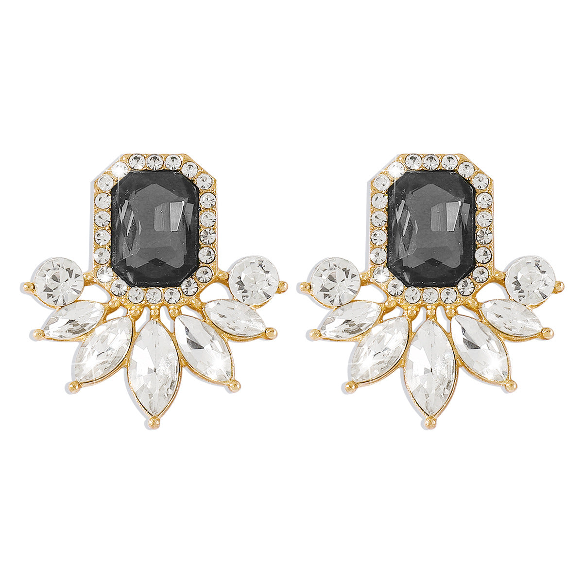 Sweet Square Alloy Plating Inlay Rhinestones Women'S Ear Studs