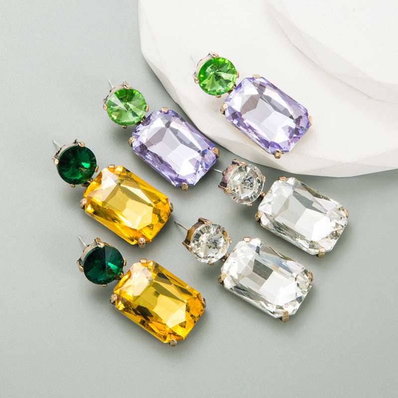 Classic Style Square Alloy Inlay Rhinestones Women'S Drop Earrings