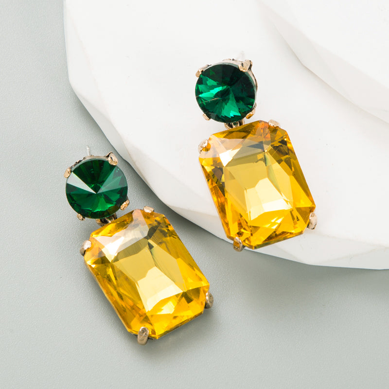 Classic Style Square Alloy Inlay Rhinestones Women'S Drop Earrings