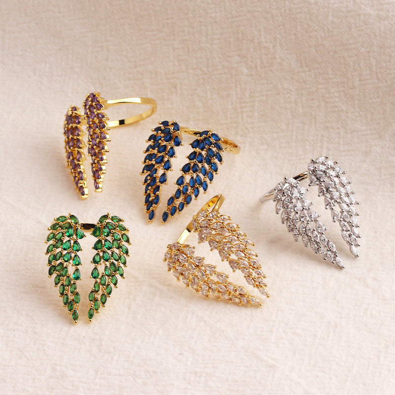 Angel Wings ring with zircon