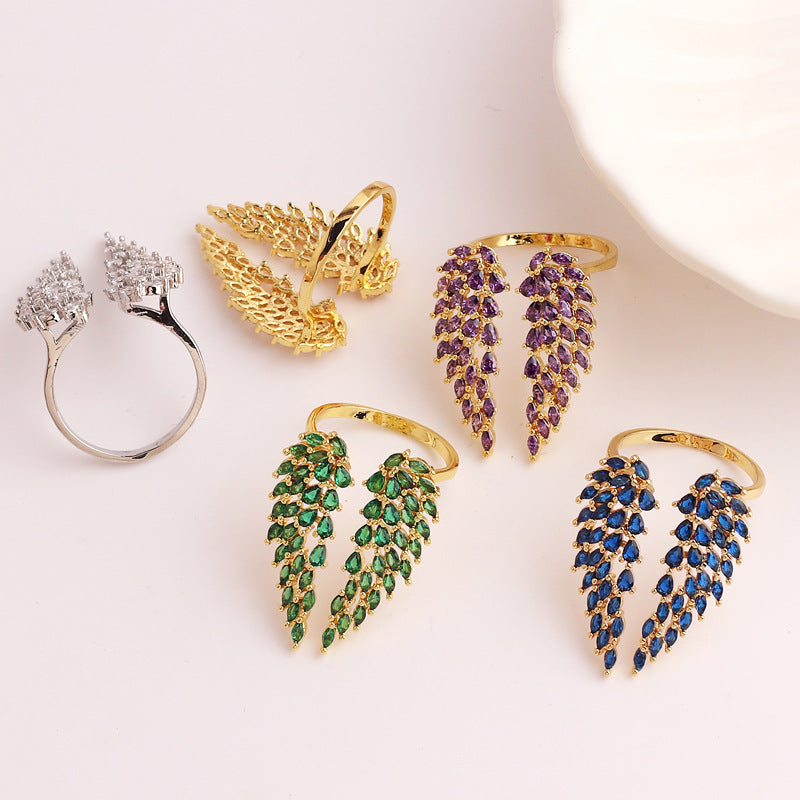Angel Wings ring with zircon