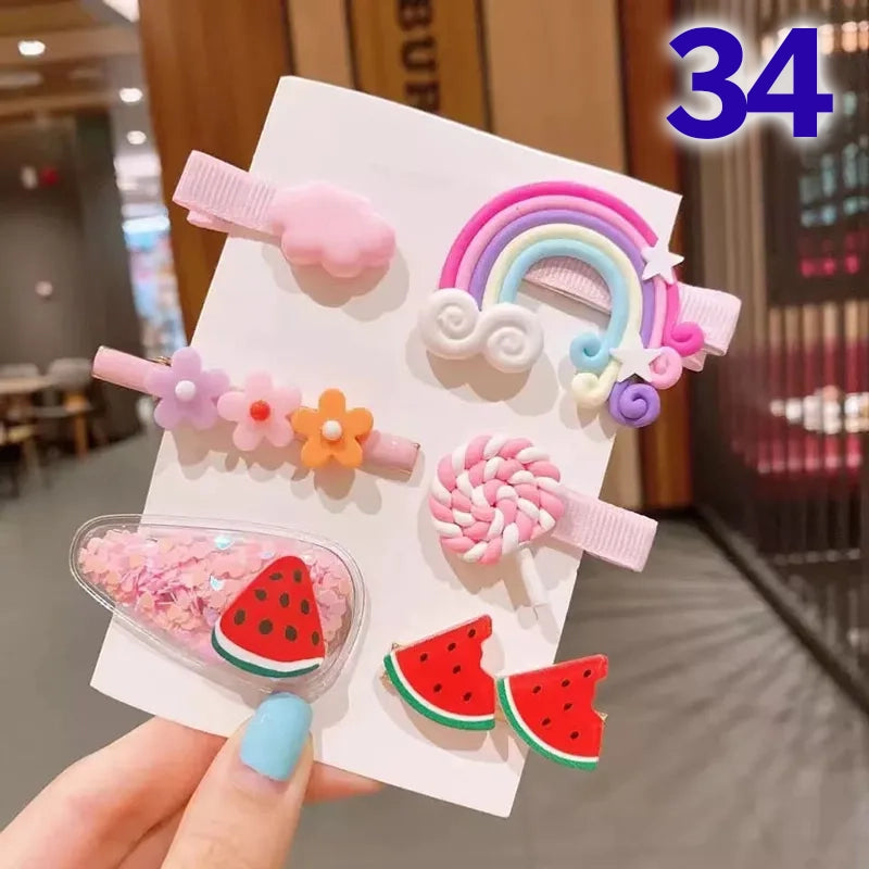 Cute Flower Acrylic Handmade Kid's Hair Clip 1 Set, pack of 2 sets