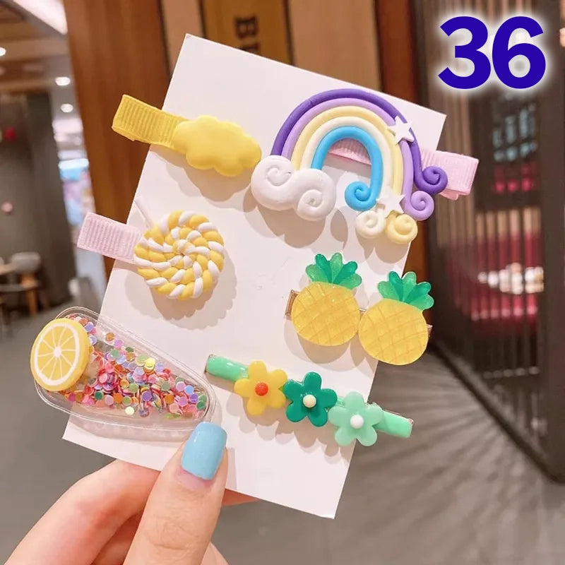 Cute Flower Acrylic Handmade Kid's Hair Clip 1 Set, pack of 2 sets
