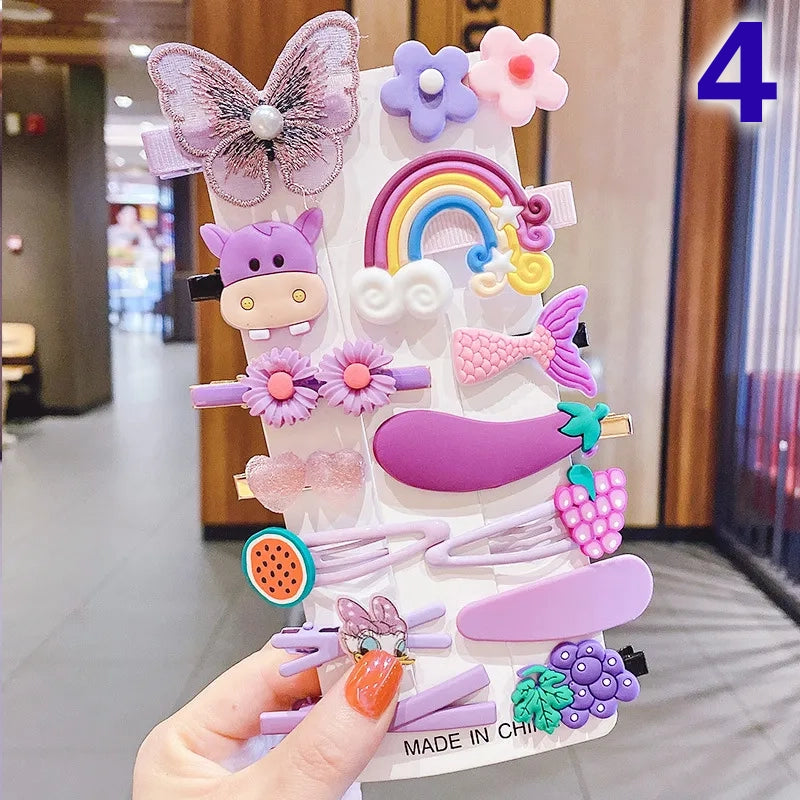 Cute Flower Acrylic Handmade Kid's Hair Clip 1 Set, pack of 2 sets