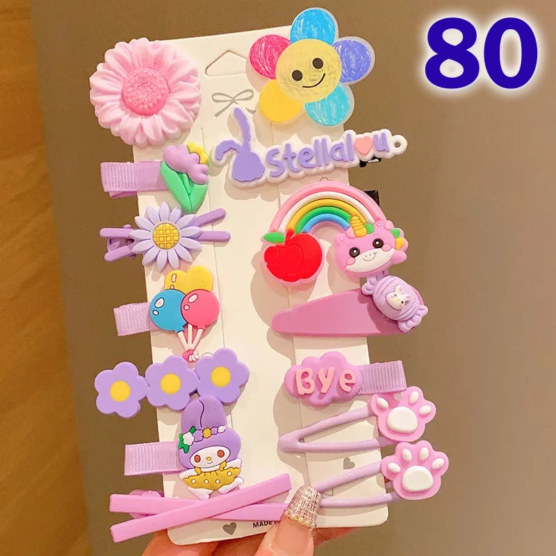 Cute Flower Acrylic Handmade Kid's Hair Clip 1 Set, pack of 2 sets