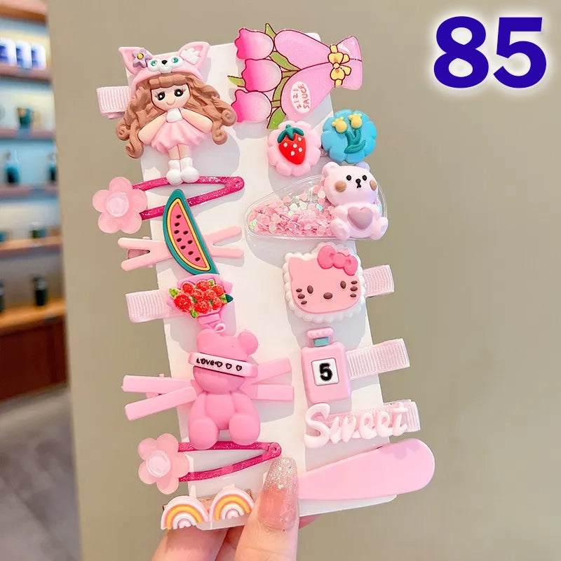 Cute Flower Acrylic Handmade Kid's Hair Clip 1 Set, pack of 2 sets