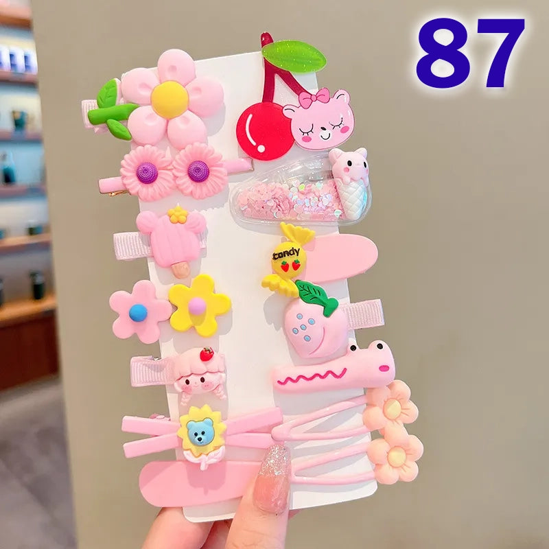 Cute Flower Acrylic Handmade Kid's Hair Clip 1 Set, pack of 2 sets