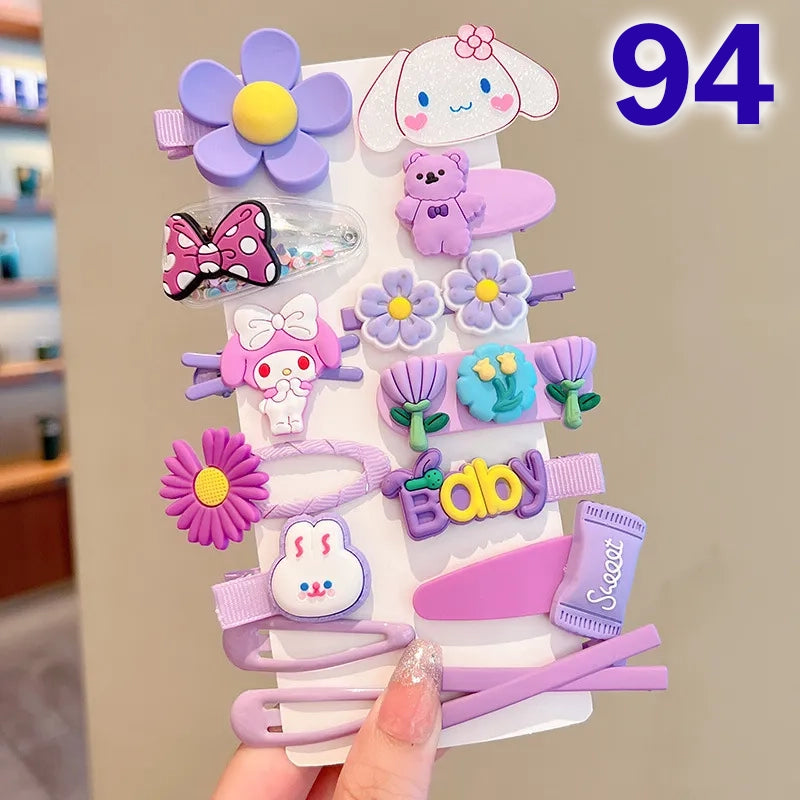 Cute Flower Acrylic Handmade Kid's Hair Clip 1 Set, pack of 2 sets