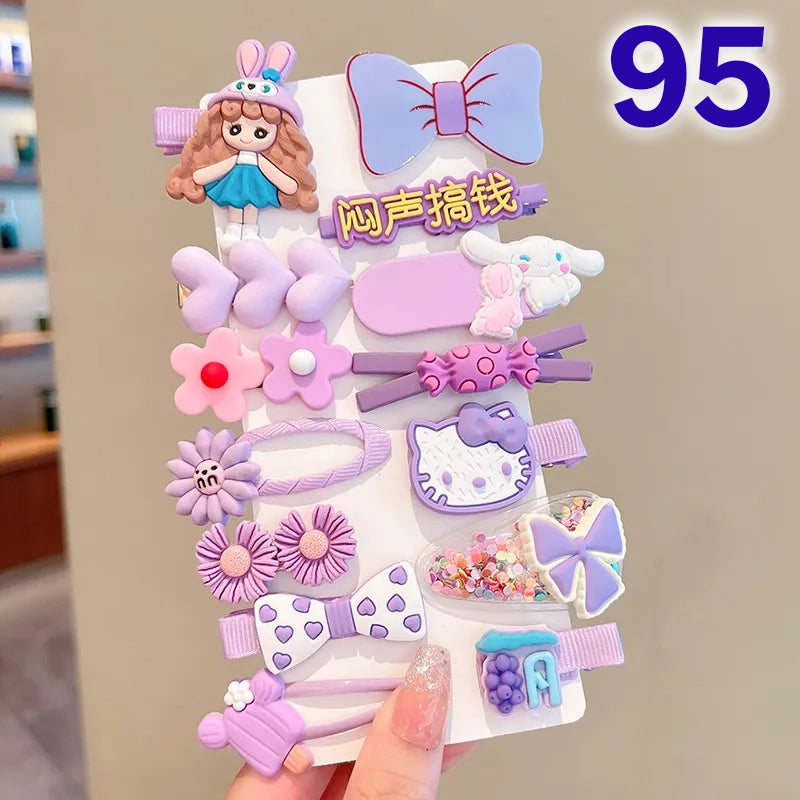 Cute Flower Acrylic Handmade Kid's Hair Clip 1 Set, pack of 2 sets