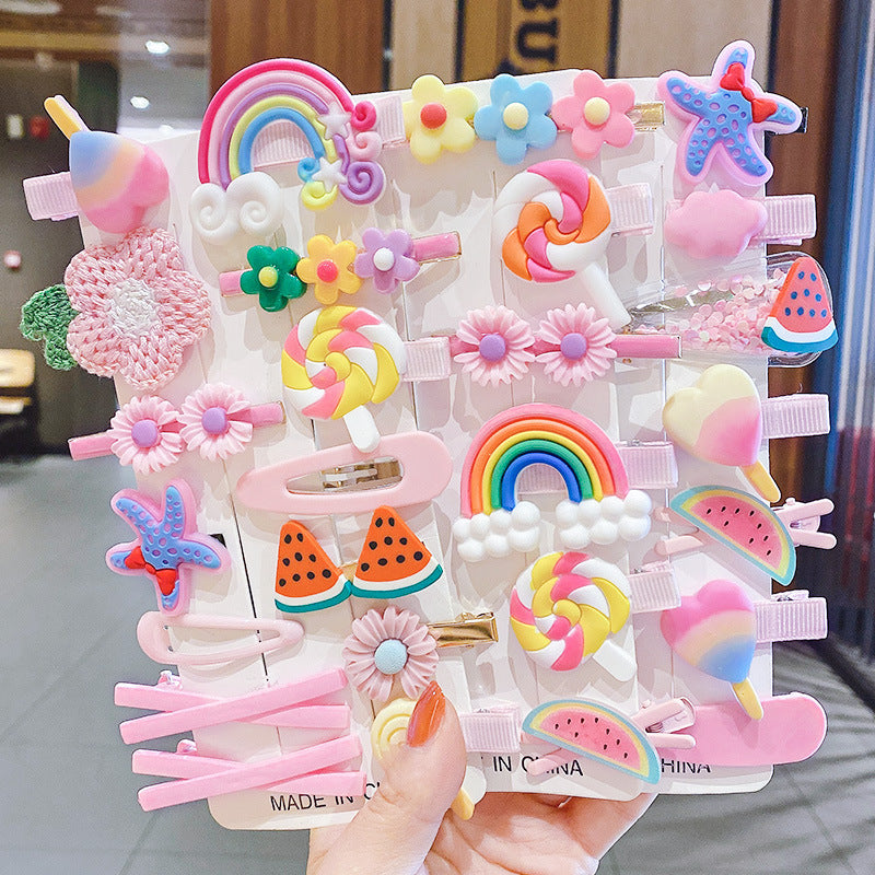 Cute Flower Acrylic Handmade Kid's Hair Clip 1 Set, pack of 2 sets