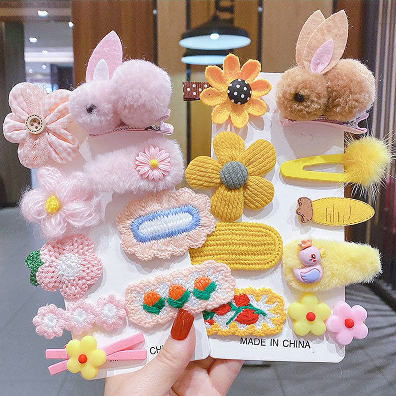 Cute Flower Acrylic Handmade Kid's Hair Clip 1 Set, pack of 2 sets