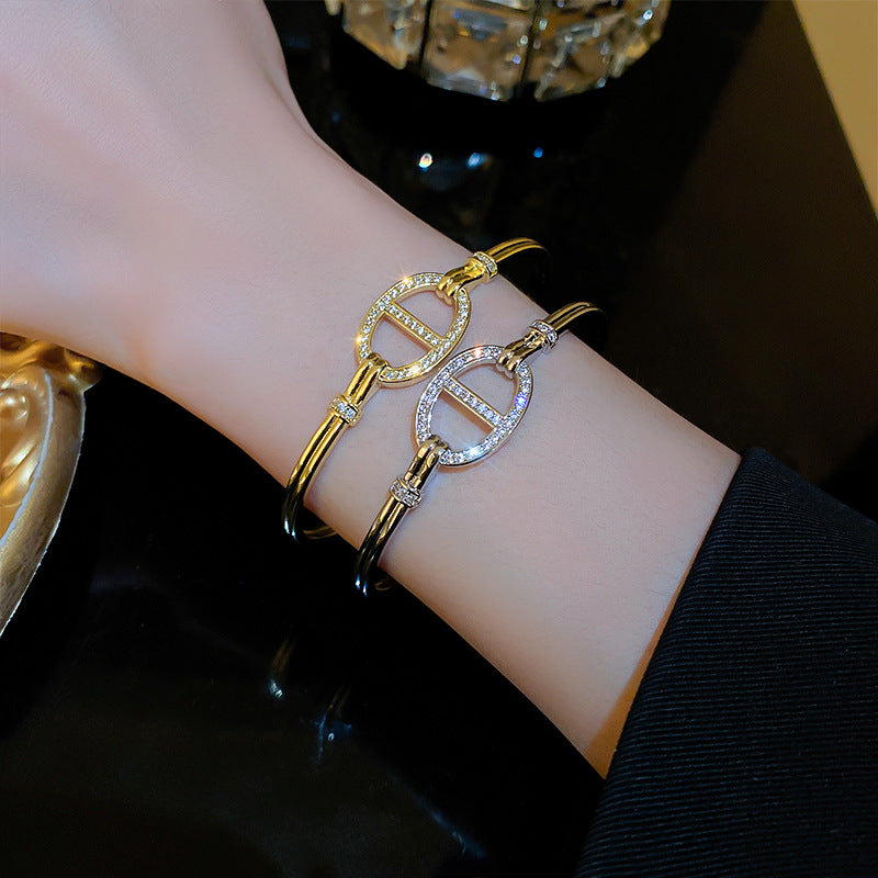 Fashion bangle χάλκινο βραχιόλι με ζιργκόν