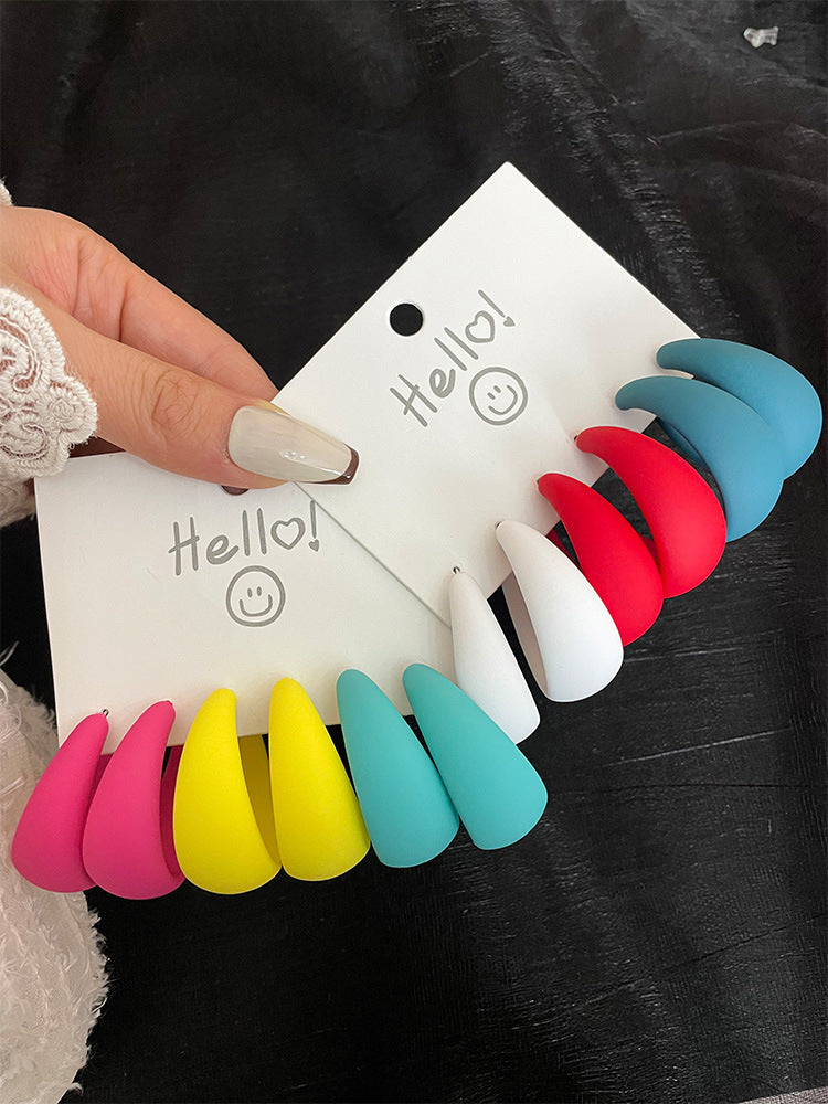 Retro Circle Solid Color Arylic Women'S Earrings, pack of 2 pairs