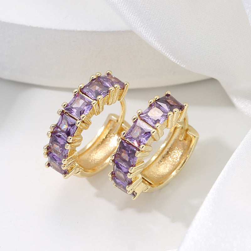 Fashion Geometric Copper Inlaid Zircon Earrings