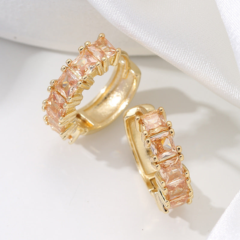 Fashion Geometric Copper Inlaid Zircon Earrings
