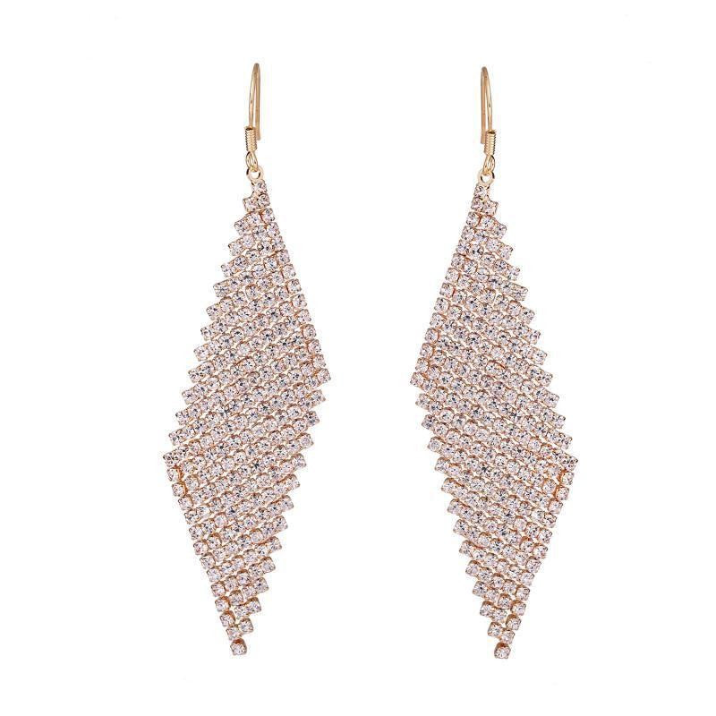Shiny Rhombus Rhinestone Women'S Drop Earrings