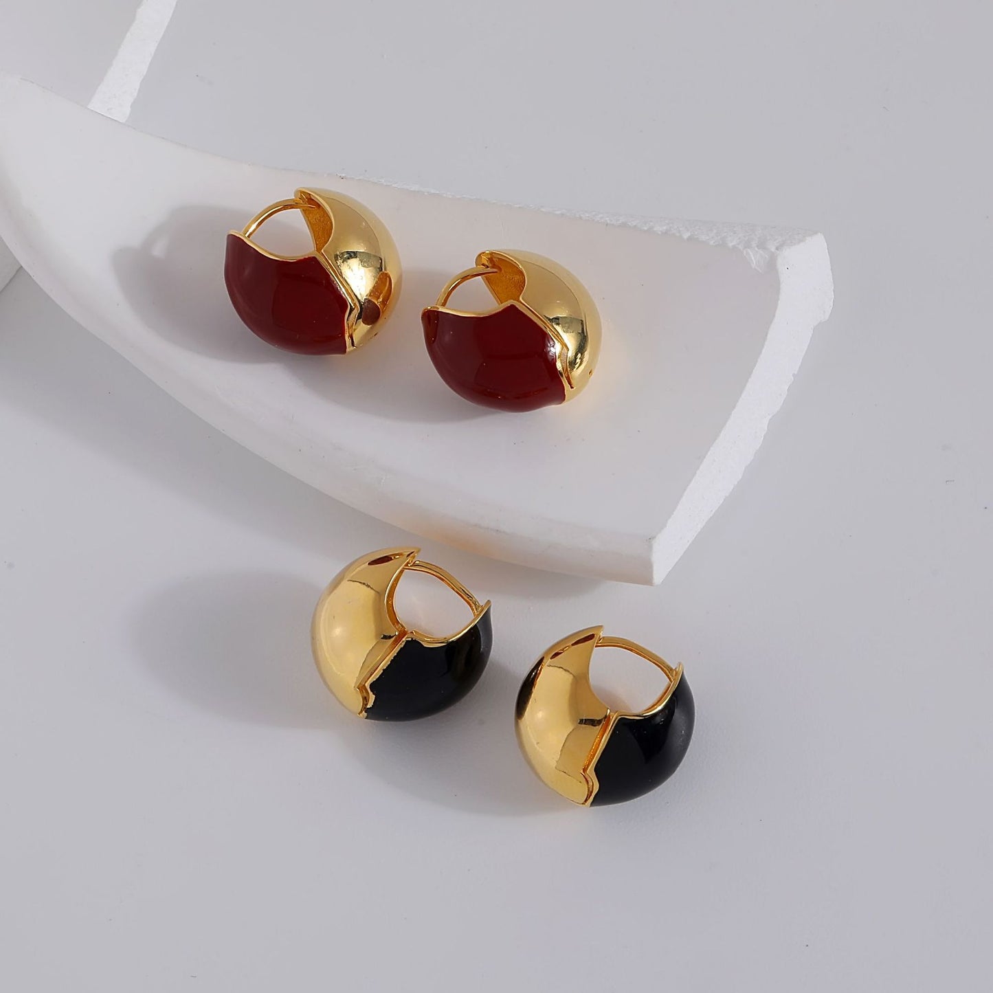 Retro Color Block Copper Plating Earrings