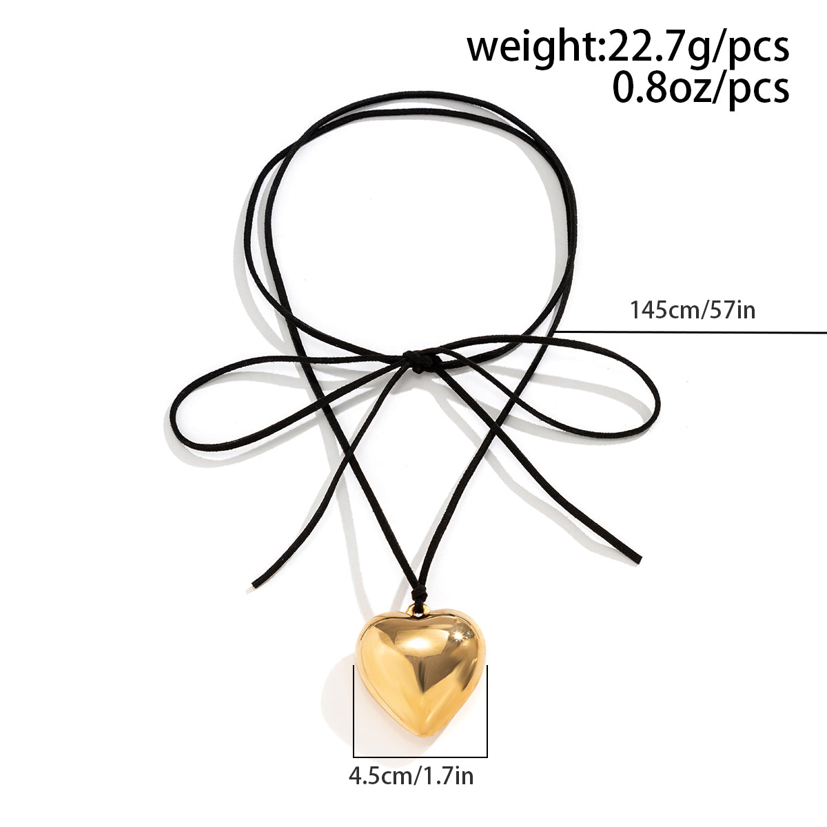 Fashion Heart Shape Alloy Leather Wax Line Flannel Straps Women'S Pendant Necklace