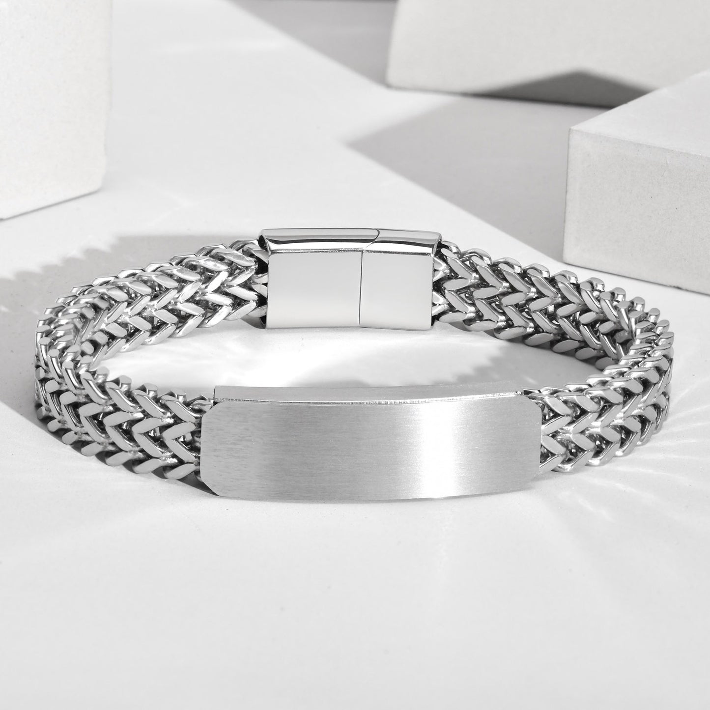 Solid Color Stainless Steel Layered Handmade Polishing Men'S Bracelets