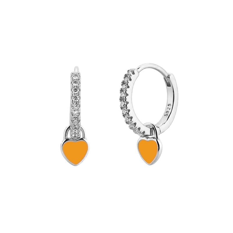 French Style Sweet Heart Shape Drop Earrings by Copper with Enamel Plating and Inlay Zircon
