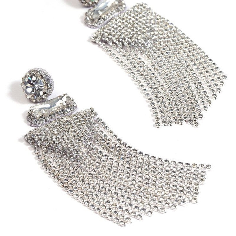 Business Solid Color Rhinestone Patchwork Women'S Drop Earrings