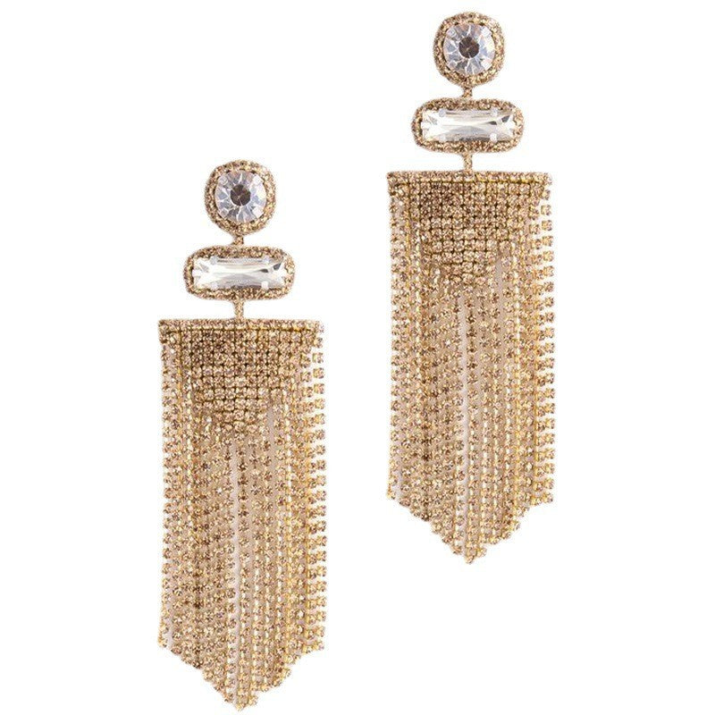 Business Solid Color Rhinestone Patchwork Women'S Drop Earrings