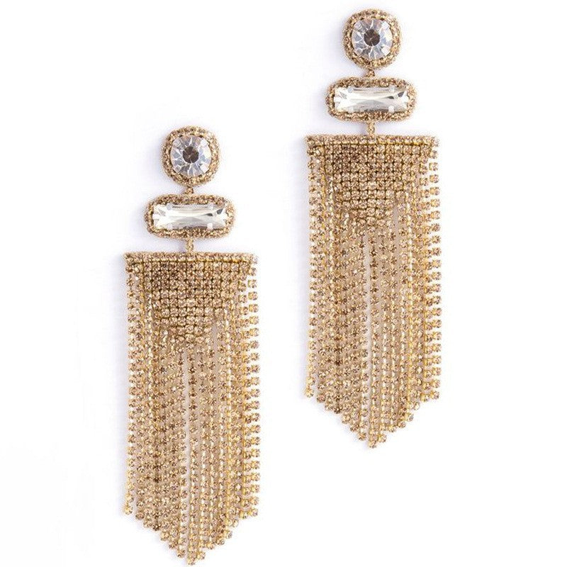 Business Solid Color Rhinestone Patchwork Women'S Drop Earrings