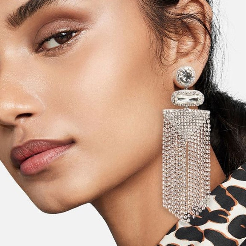 Business Solid Color Rhinestone Patchwork Women'S Drop Earrings
