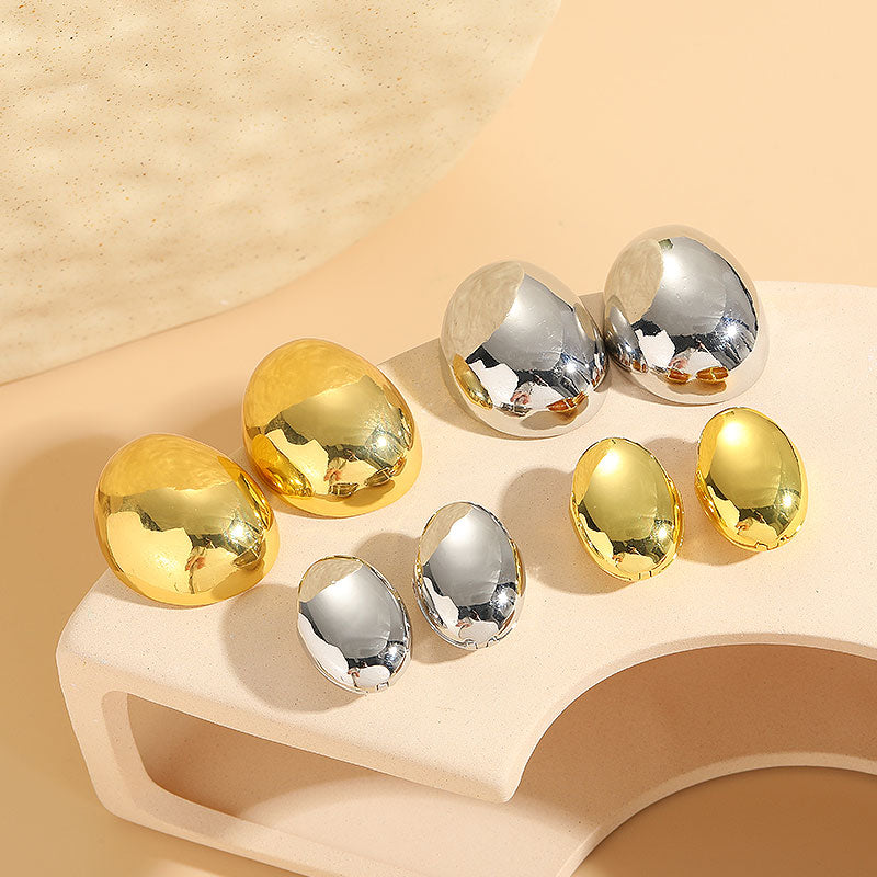 Classic Style Solid Color Asymmetrical Copper Ear Studs
