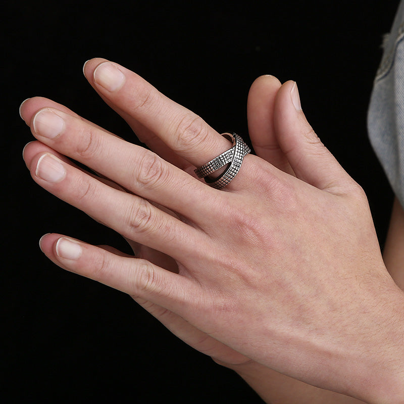 Retro Punk Solid Color Stainless Steel Rings