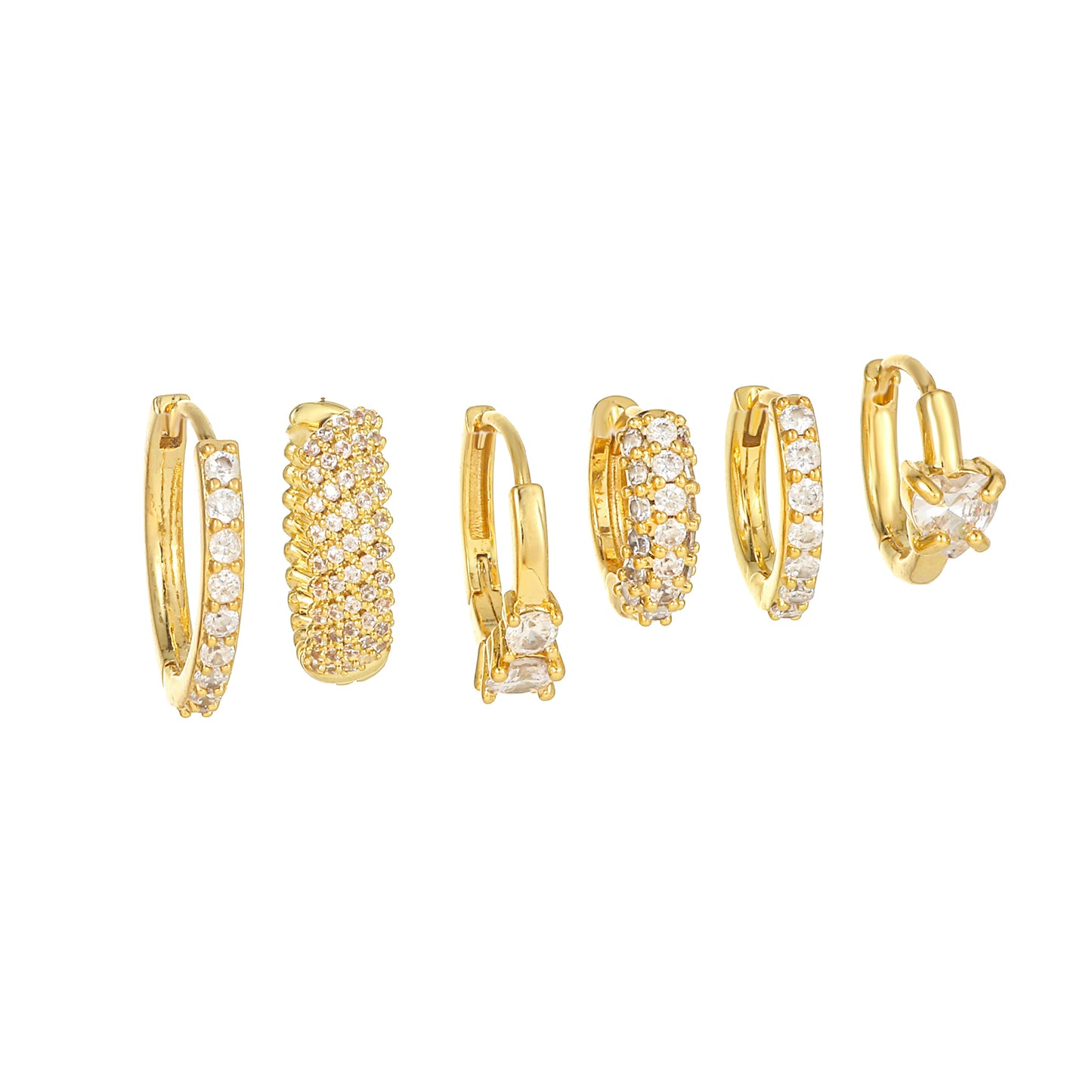 1 Set Shiny Brass Asymmetrical Hoops Earrings with Zircon