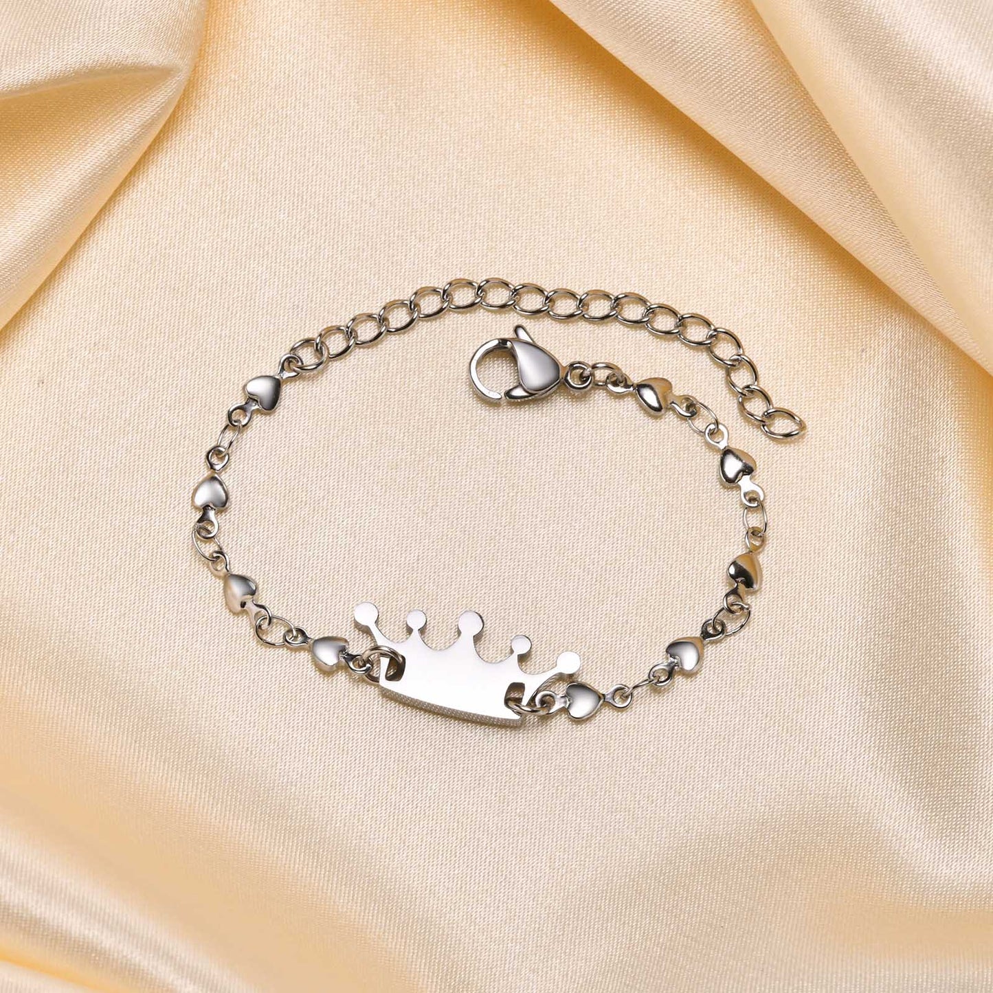 Cute Simple Style Crown Stainless Steel Patchwork Girl'S Bracelet
