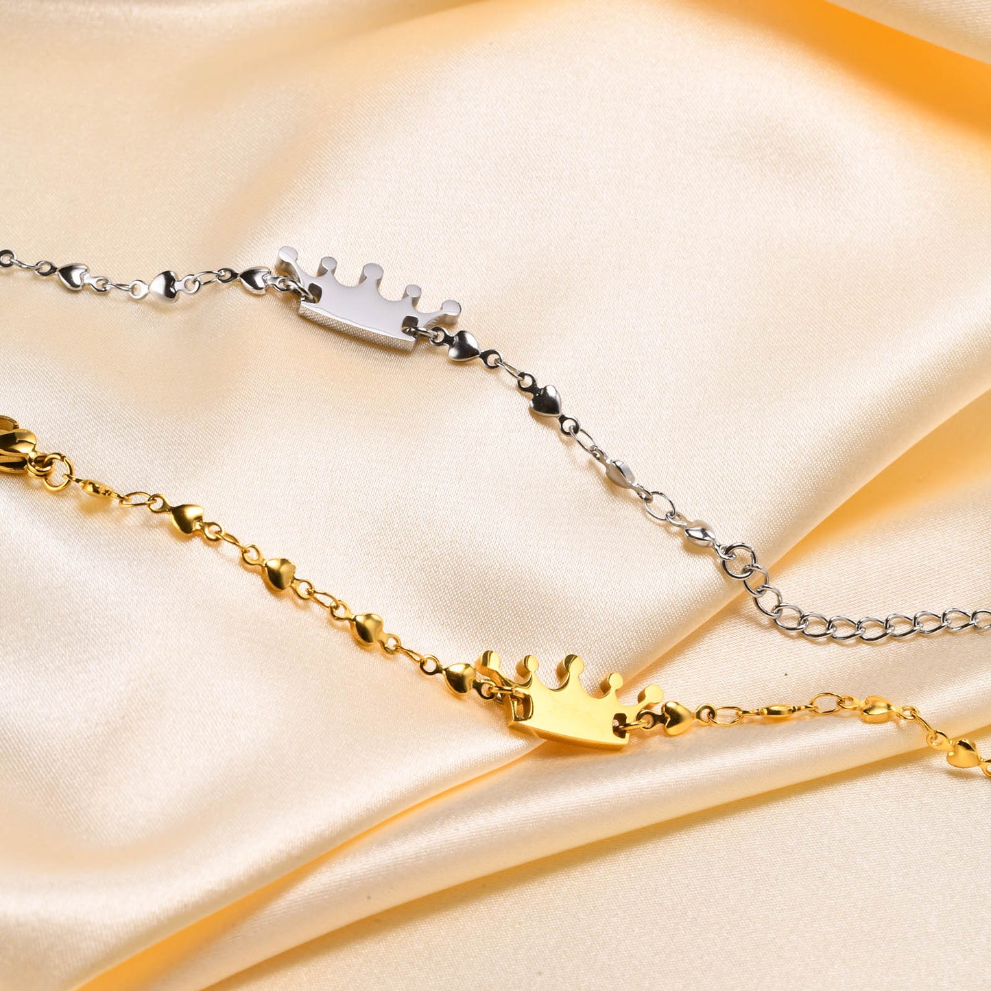 Cute Simple Style Crown Stainless Steel Patchwork Girl'S Bracelet