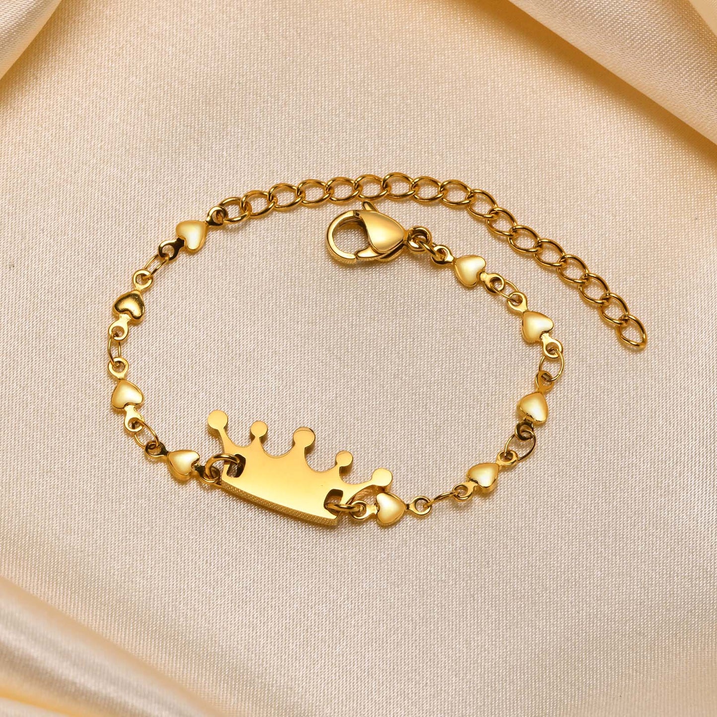 Cute Simple Style Crown Stainless Steel Patchwork Girl'S Bracelet