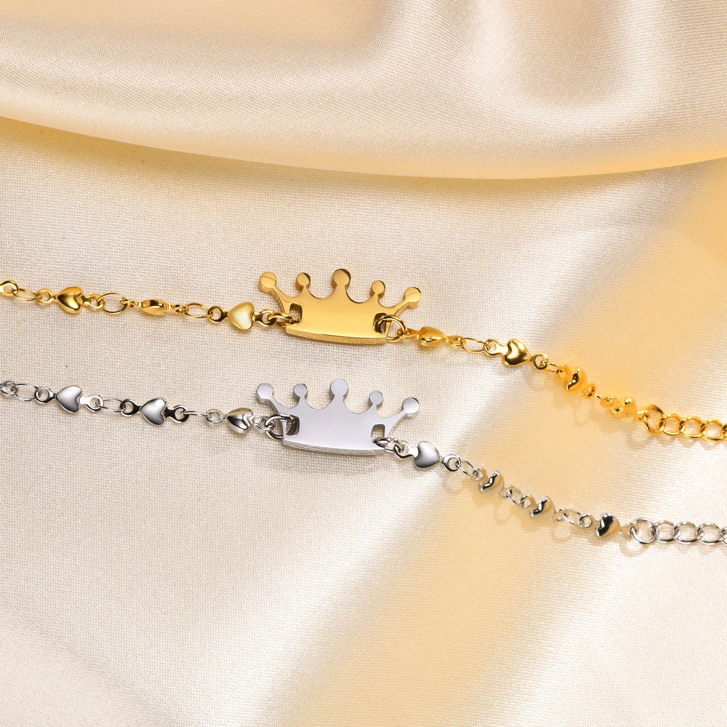 Cute Simple Style Crown Stainless Steel Patchwork Girl'S Bracelet