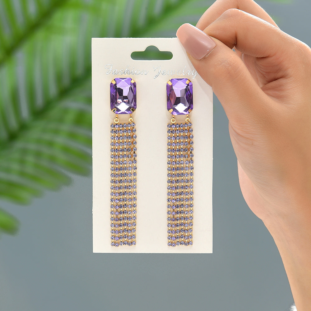 Elegant Glam Shiny Rhinestones Women'S Drop Earrings