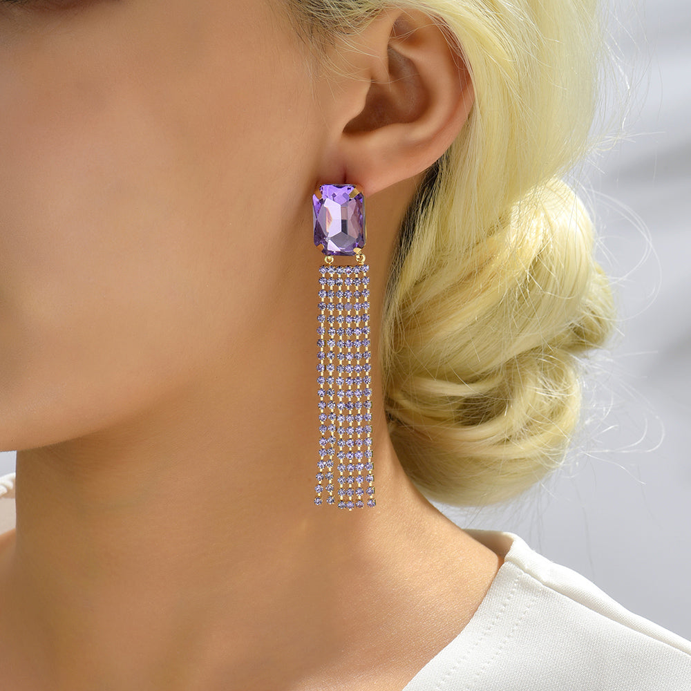 Elegant Glam Shiny Rhinestones Women'S Drop Earrings