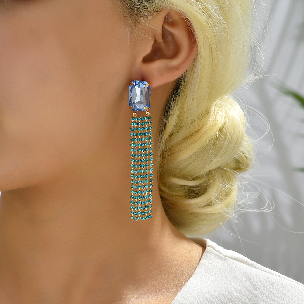 Elegant Glam Shiny Rhinestones Women'S Drop Earrings