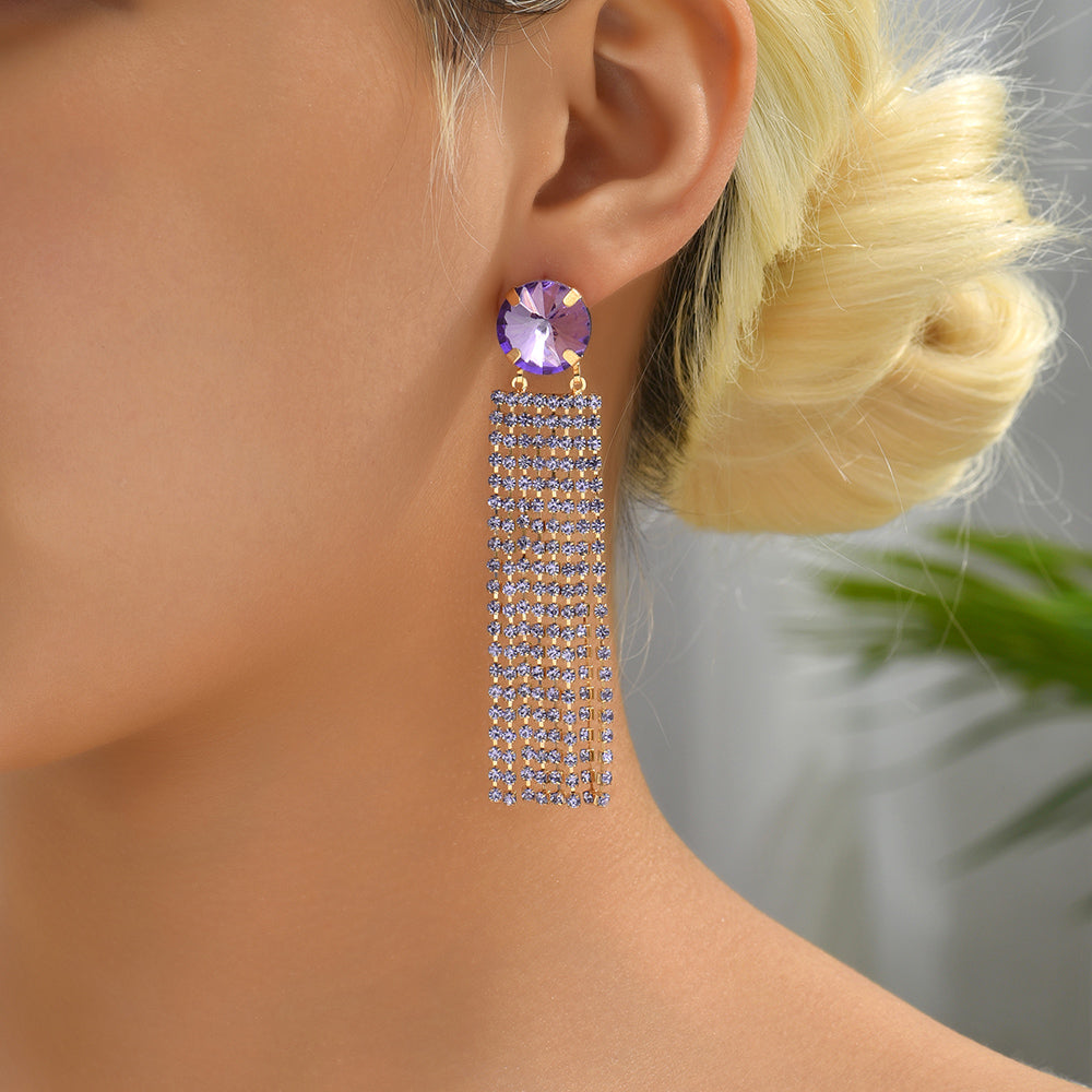 Elegant Glam Shiny Rhinestones Women'S Drop Earrings